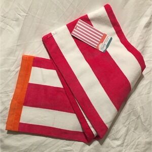 Beach Towel Destination Holiday 'Hot Pink and White Stripe' 32"X62'' Cotton